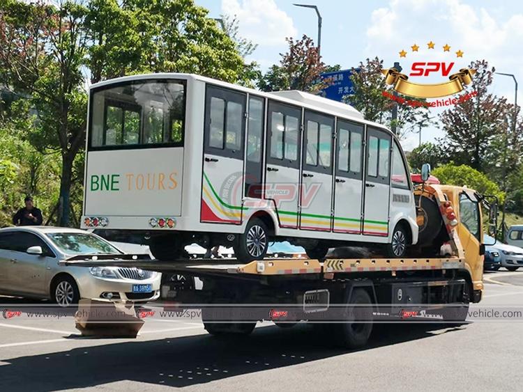 Fuel Tourist Car Loaded onto Flatbed Truck